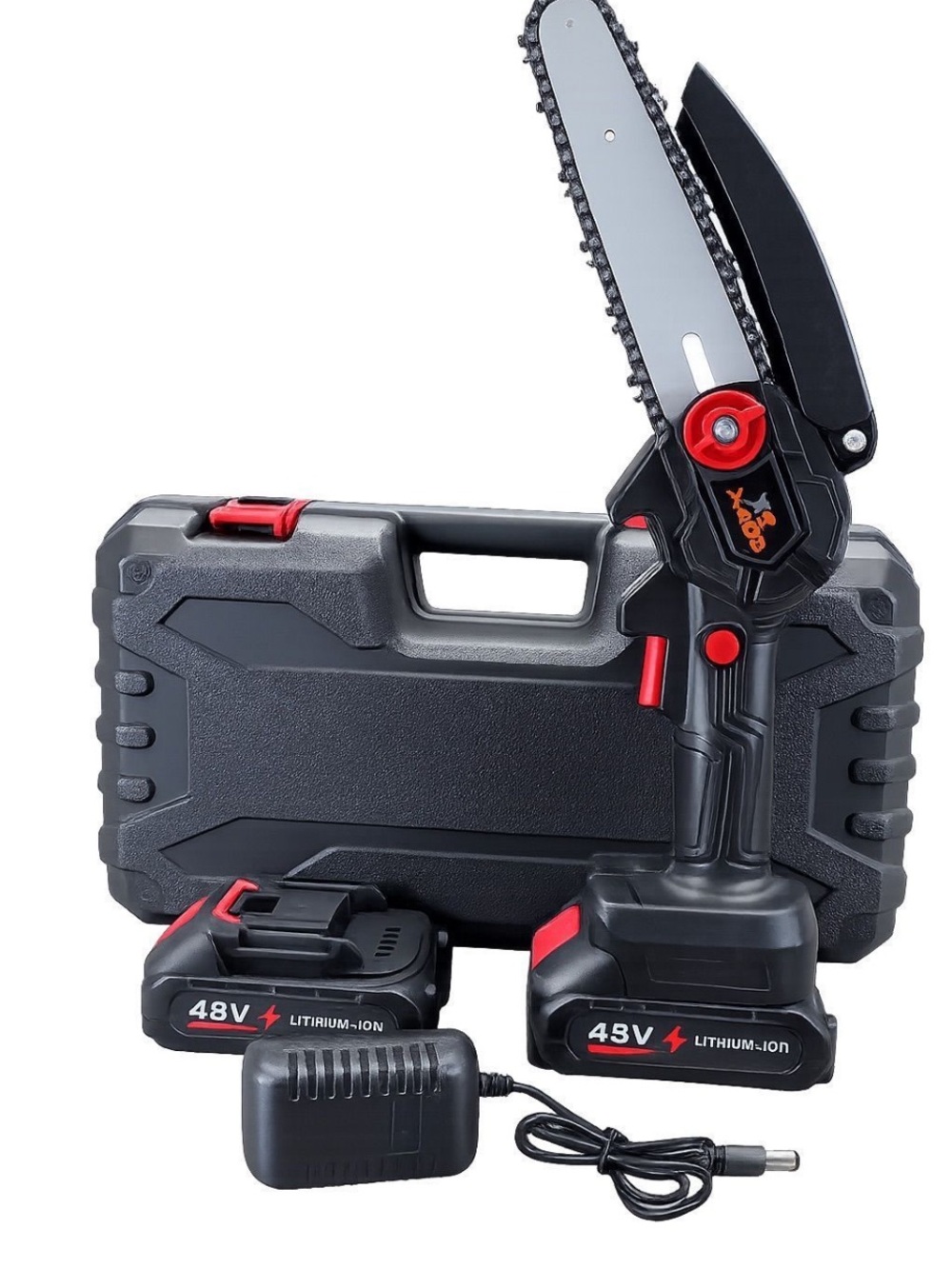 48V Cordless Mini Chainsaw Pruning Saw - Black/Red